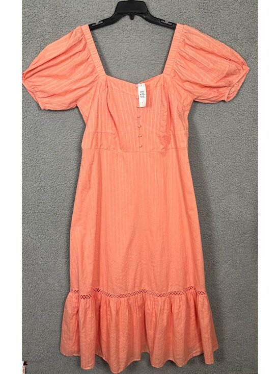 And Now This Dresses & Skirts - And Now This Women's Plus Size Puff Sleeve Maxi Dress 1X Square Neck Peach NWT's